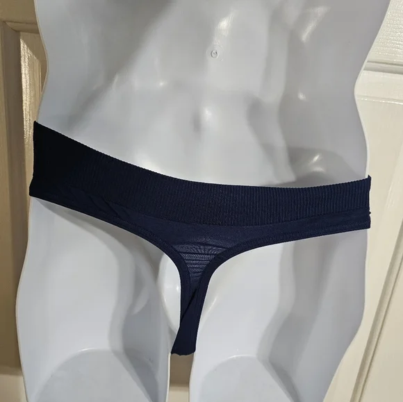 Jockey Mens Thong Navy Microfiber Stretch Underwear Minimalist Athletic Y2K - Picture 3 of 4
